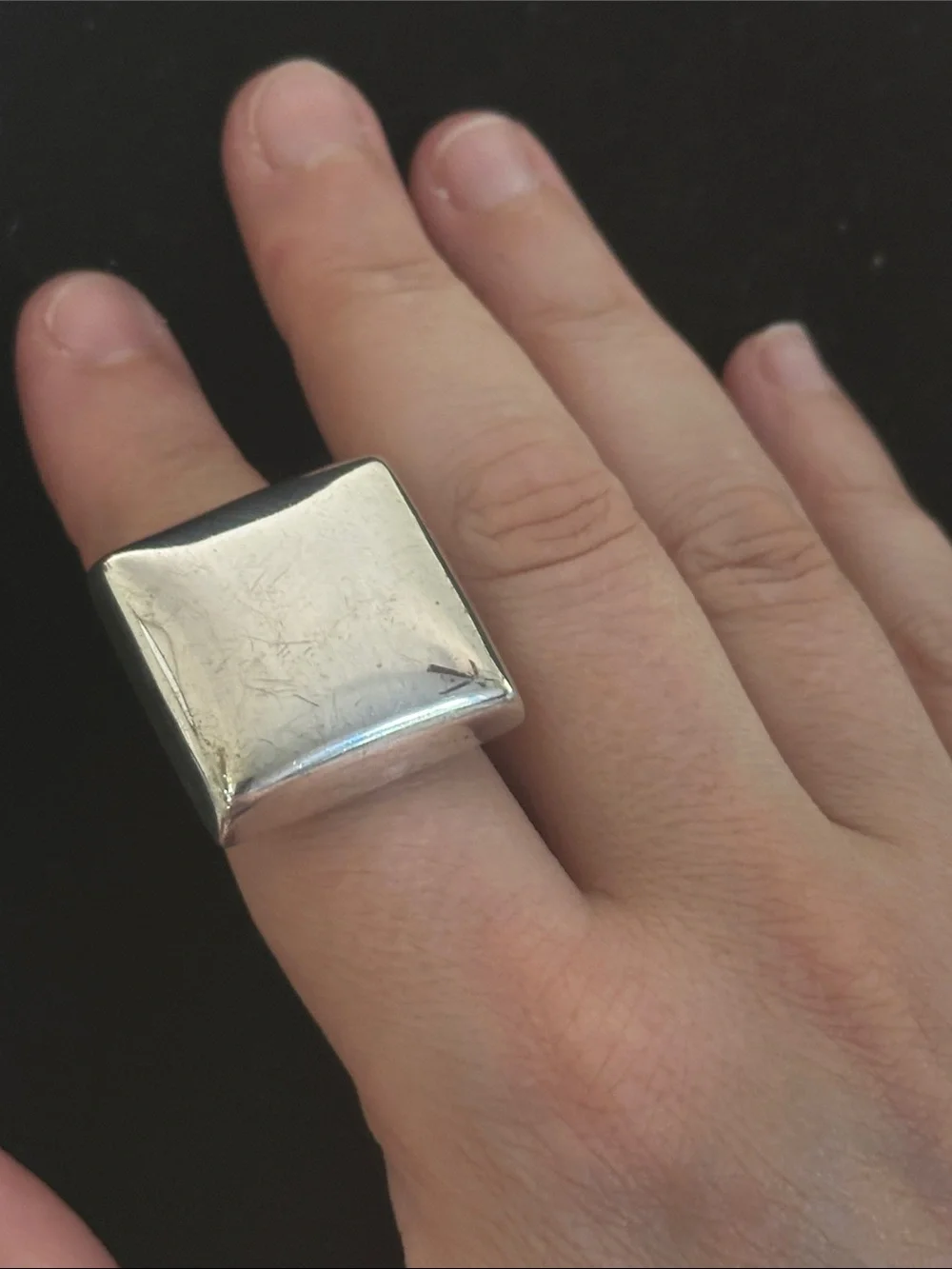 HOB House of Bangles Chunky Square Vintage Sterling Silver Statement Ring